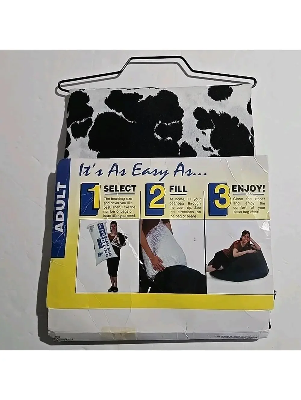 Bean Bag Cover U-Fill Cow Pattern Adult Size New